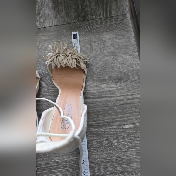 No Doubt Suede Fringe Lace-Up Heels Sandals - Picture 5 of 6